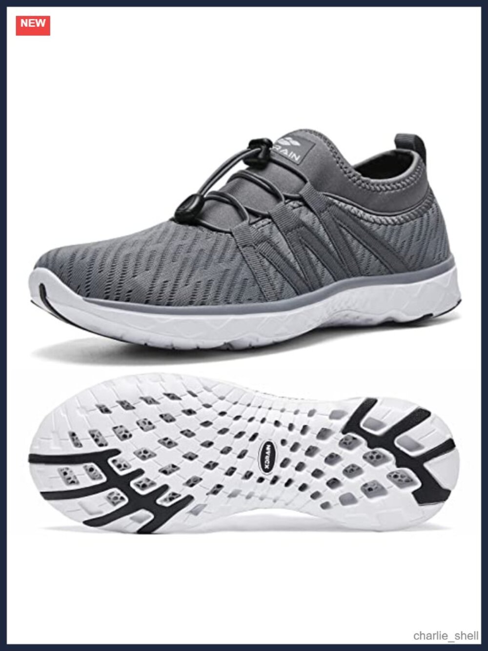 Men's Quick Drying Aqua Water Shoes Mesh Slip-On Drain Outsole